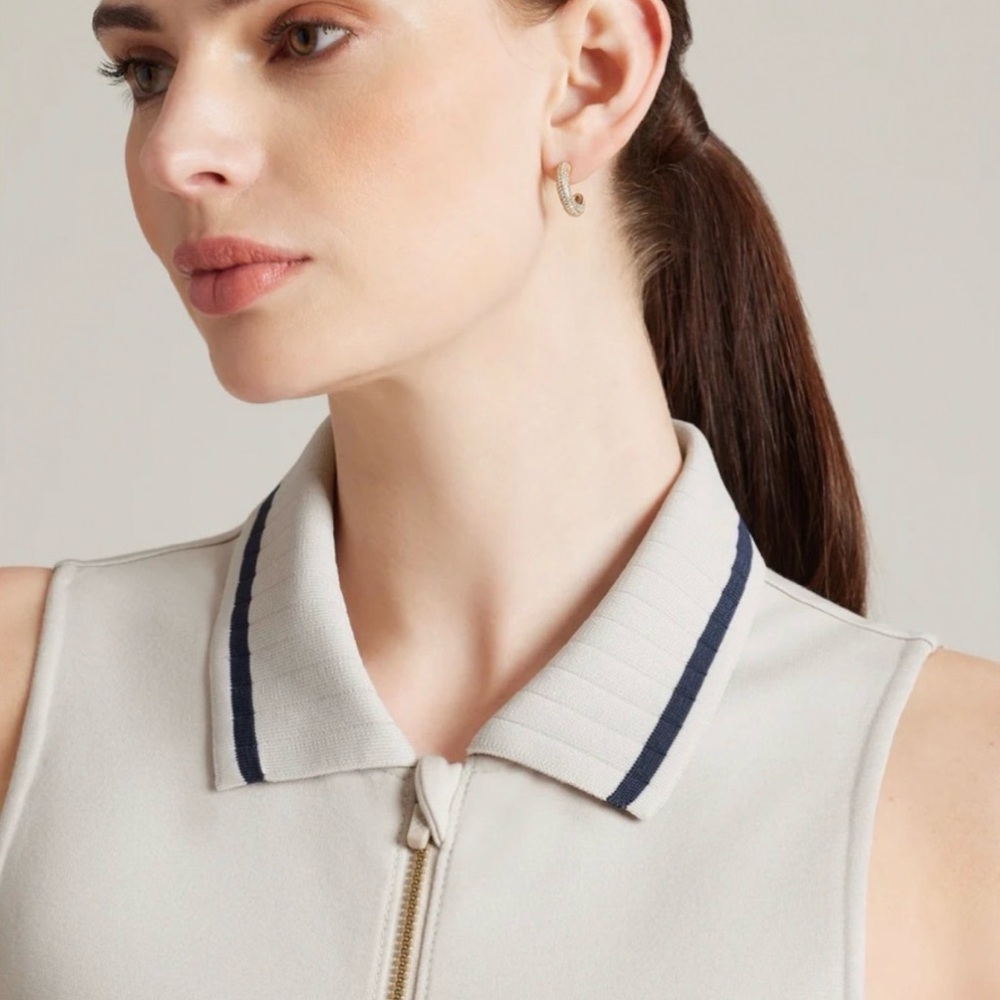 Sleeveless Polo Golf Dress in Light Beige - Picture 5 of 9